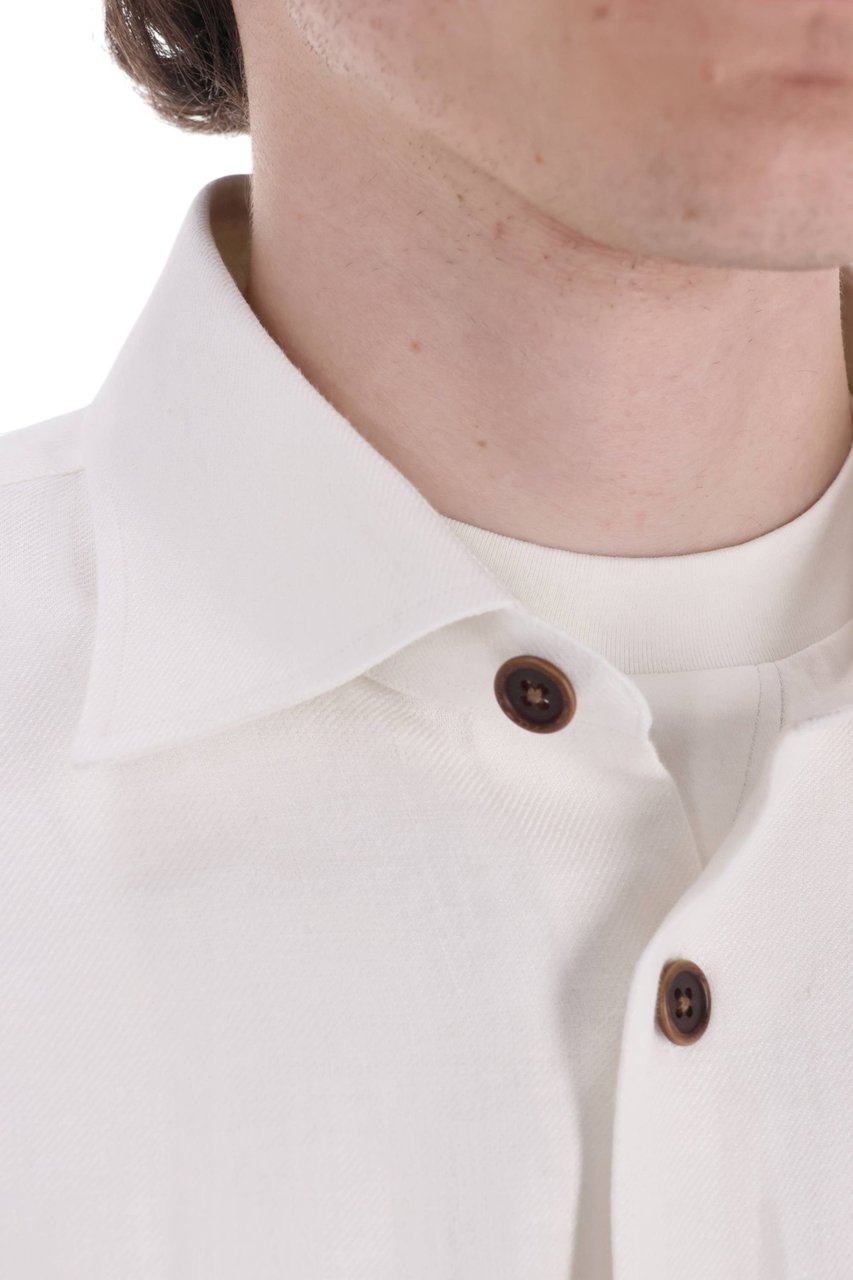 Borriello Napoli White Nigel Pure Linen Overshirt Jacket Wit