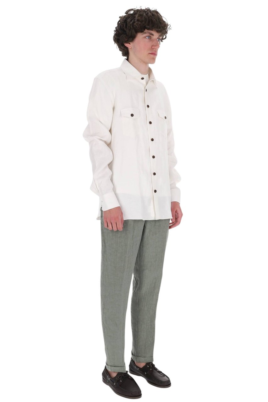 Borriello Napoli White Nigel Pure Linen Overshirt Jacket Wit