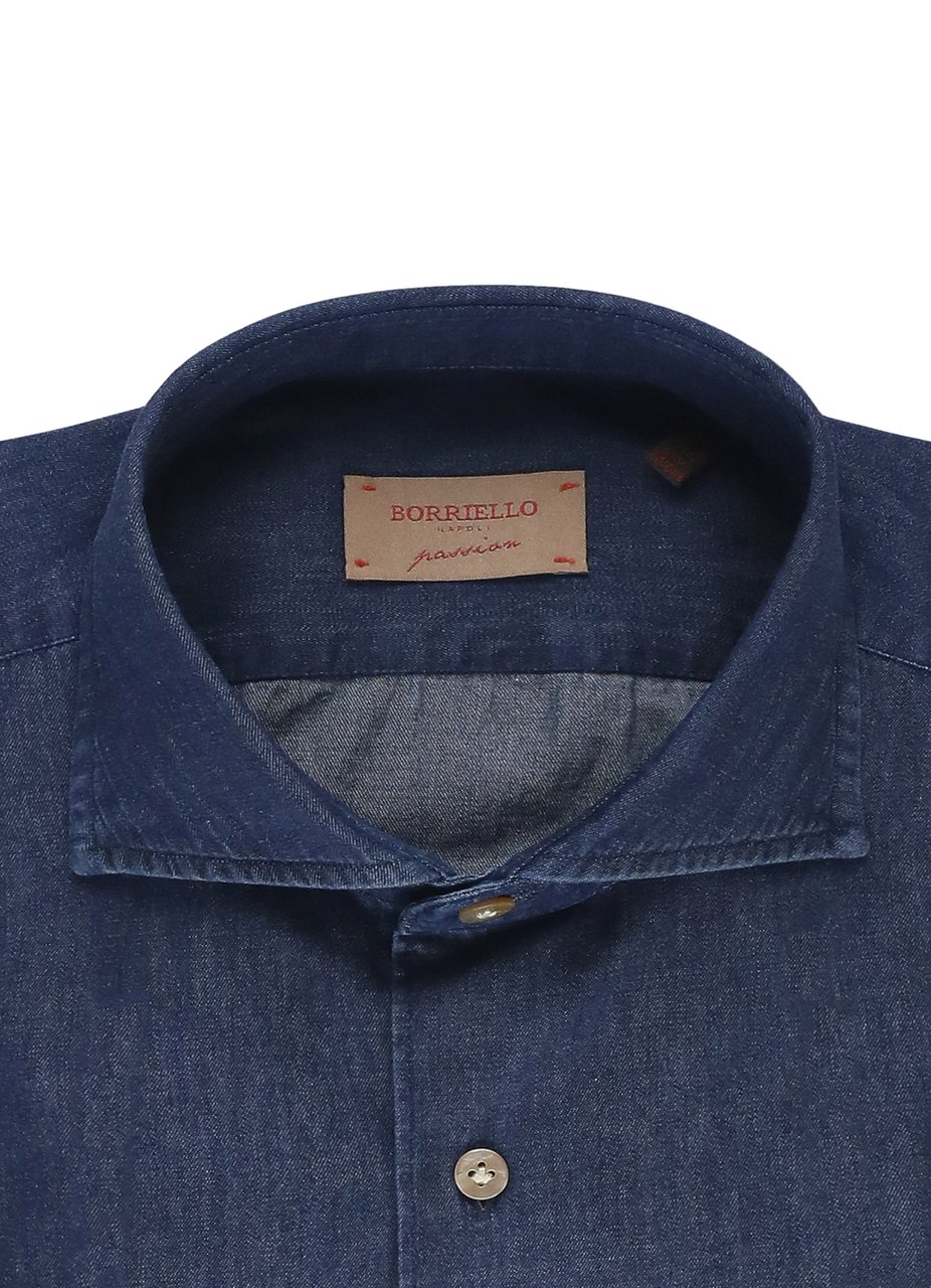 Borriello Napoli Dark Blue Cotton Casual Shirt Groen