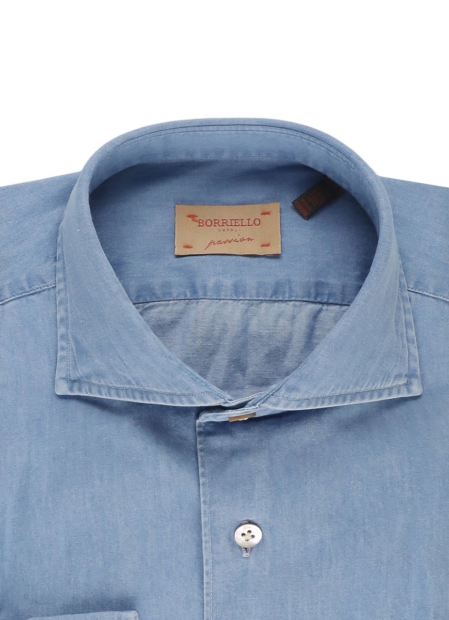 Borriello Napoli Light Blue Classic Collar Shirt Blauw