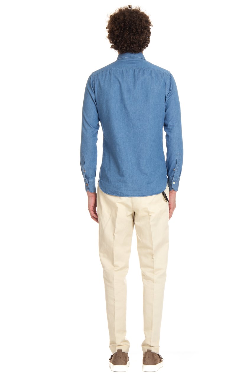 Borriello Napoli Denim Tailored Shirt Blauw