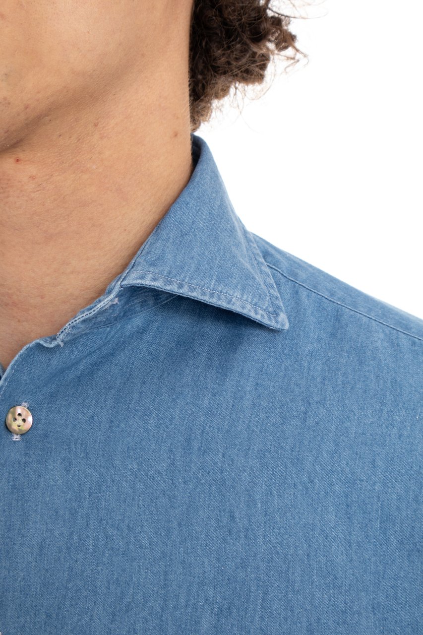 Borriello Napoli Denim Tailored Shirt Blauw
