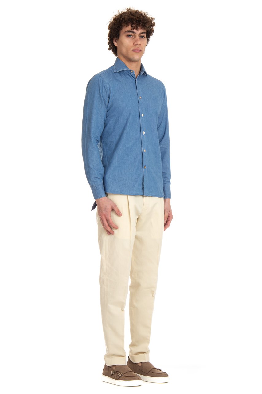 Borriello Napoli Denim Tailored Shirt Blauw