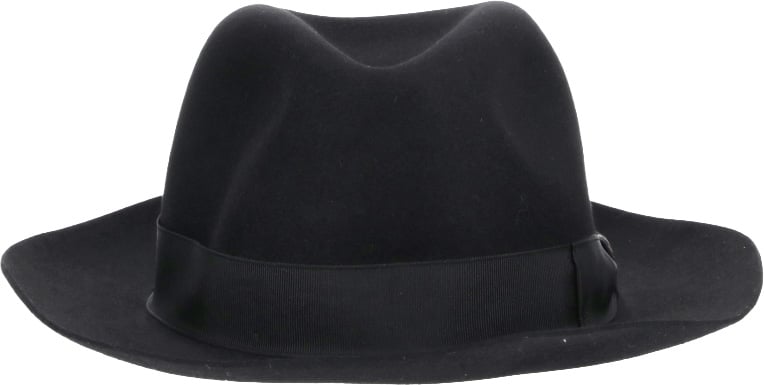 Borsalino Black Wide-Brim Felt Grosgrain Ribbon Hat Zwart