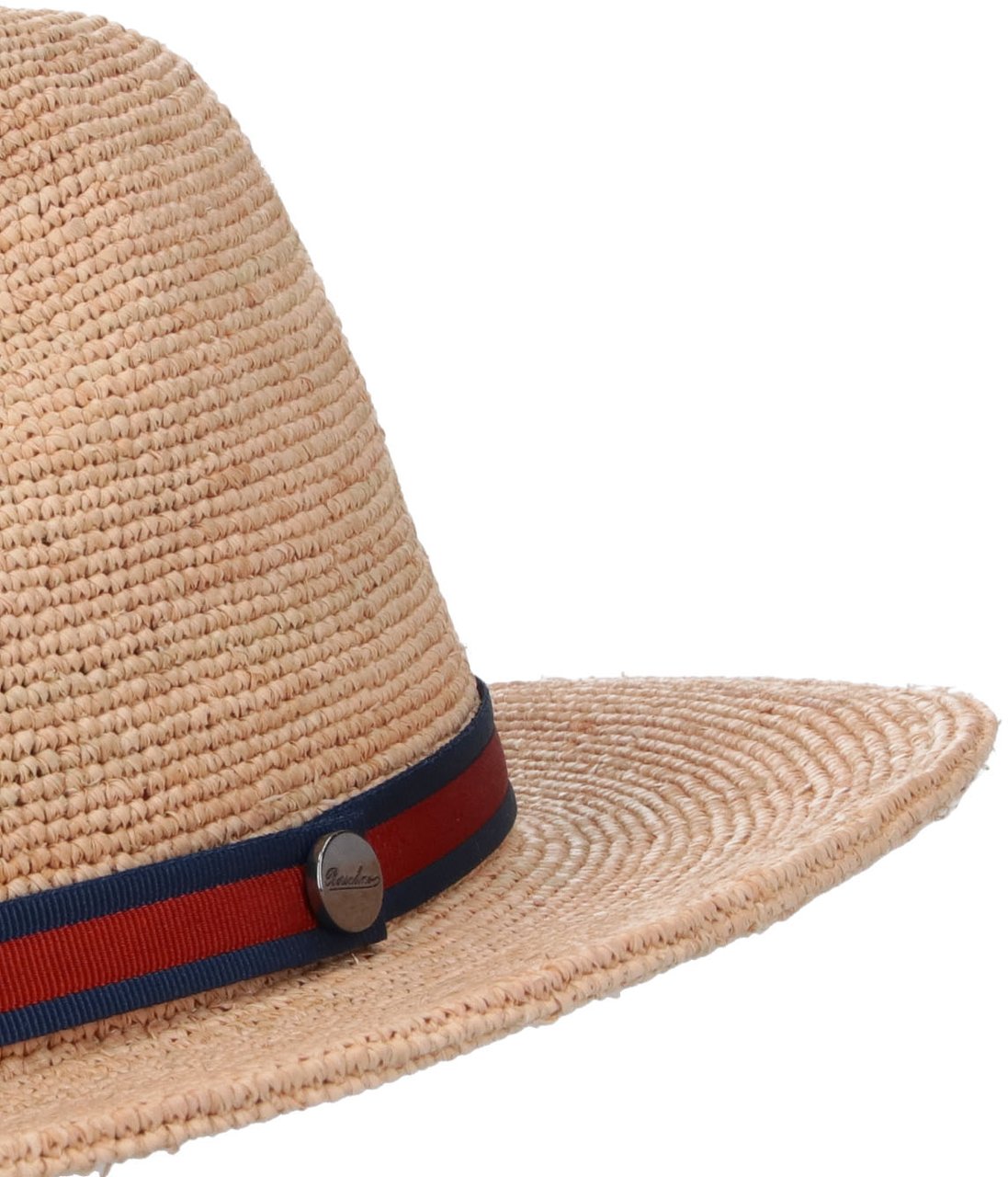 Borsalino Beige Raffia Fedora Ribbon Hat Neutraal