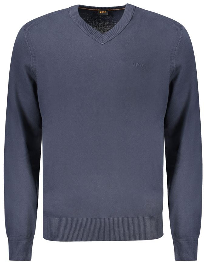 Boss Hugo Boss Blue Cotton Men's Long-Sleeved T-Shirt Grijs
