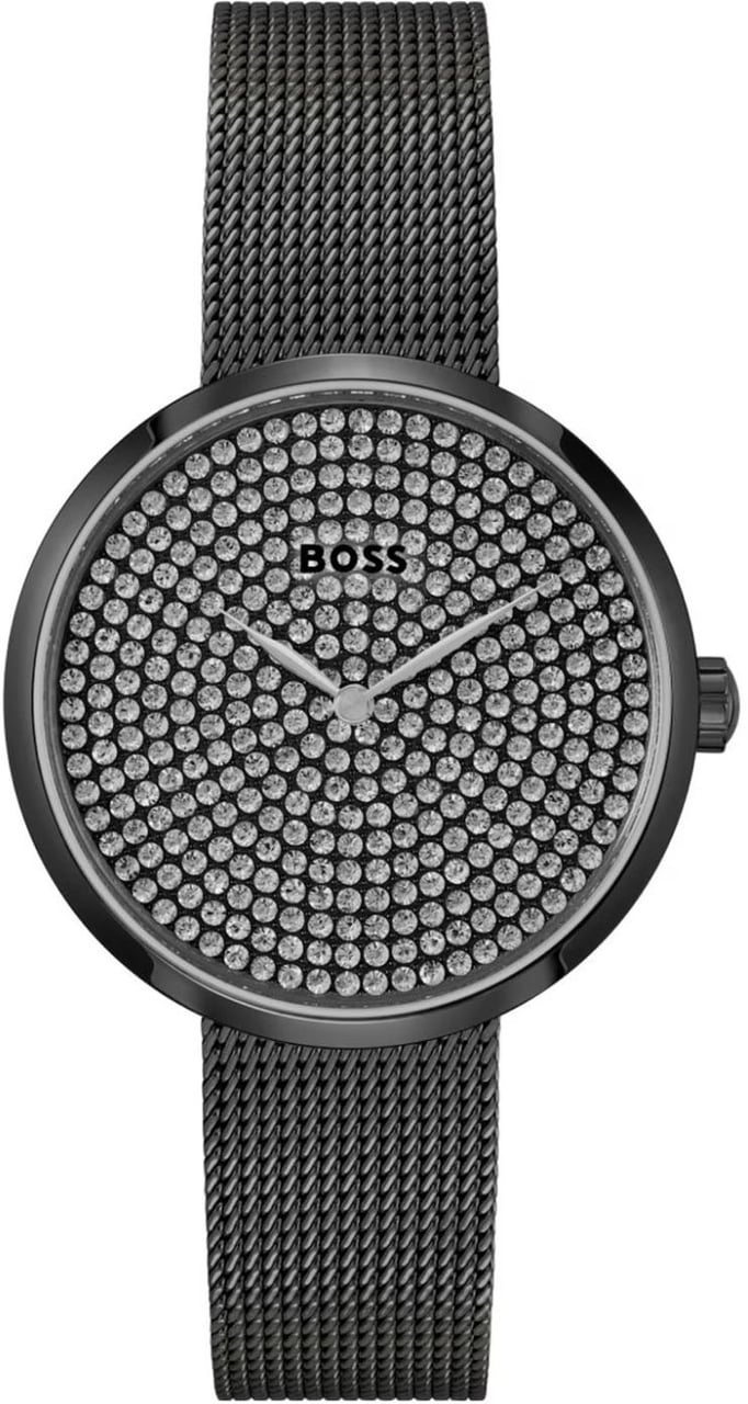 Boss Praise 36mm Cubic Zirconia Dial Quartz Watch Zwart