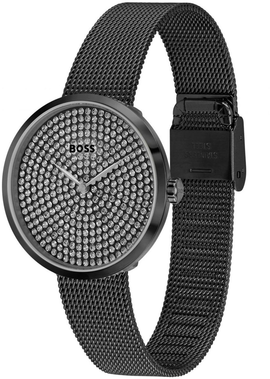 Boss Praise 36mm Cubic Zirconia Dial Quartz Watch Zwart