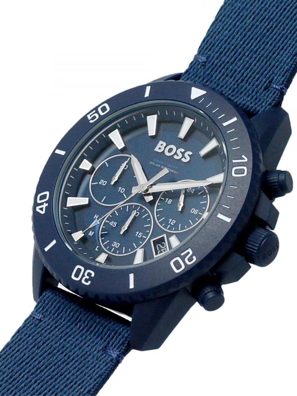 Boss Admiral Ocean Solar Quartz Chronograph Watch Blauw