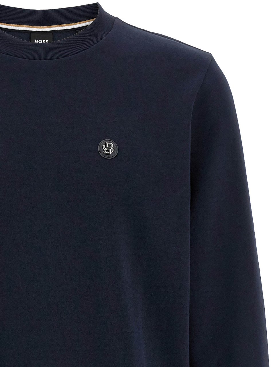 Boss Hugo Boss Blue Cotton Sweatshirt Blauw