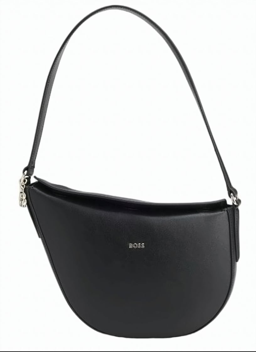 Boss Numah Monogram Flap Hobo Bag Zwart