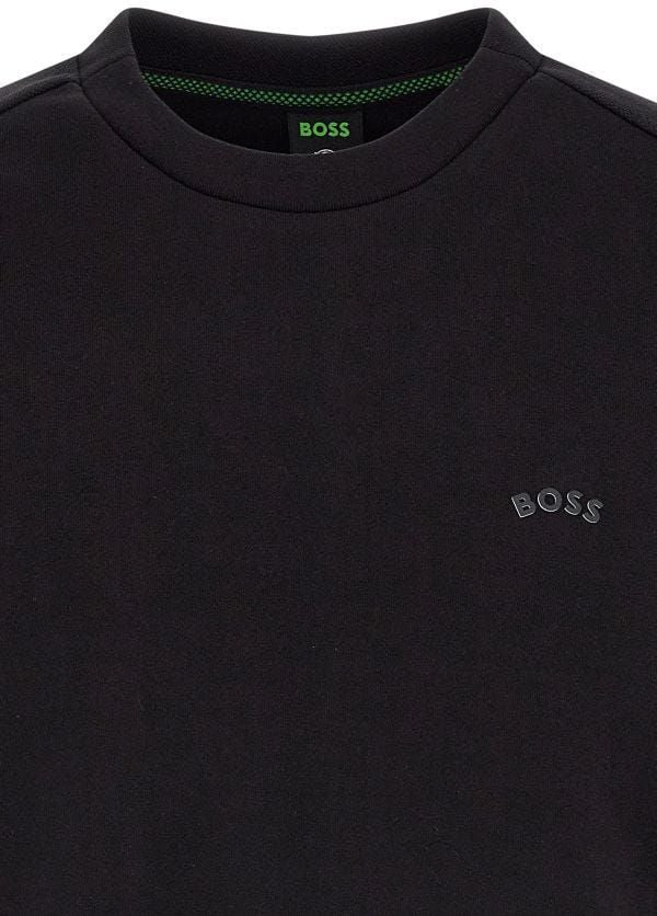 Boss Hugo Boss Black Cotton Logo Details Sweatshirt Zwart