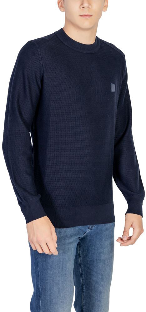 Boss Hugo Boss Blue Cotton Sweatshirt Blauw