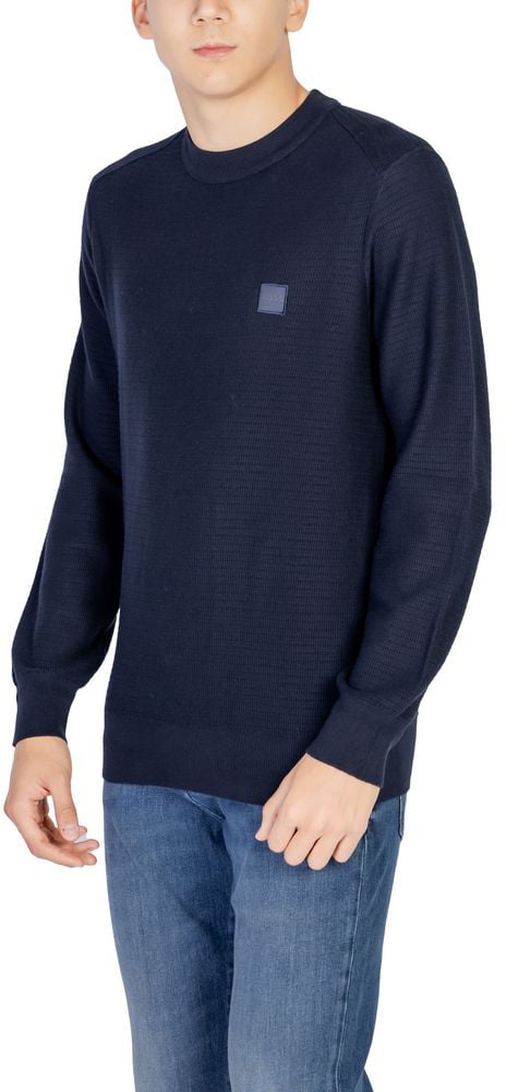 Boss Hugo Boss Blue Cotton Sweatshirt Blauw