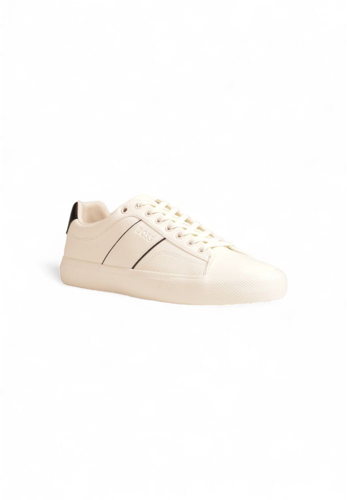 Boss Hugo Boss Cream Leather Low Top Sneakers Beige