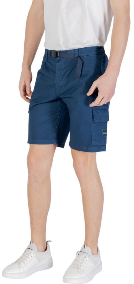 Boss Hugo Boss Blue Cotton Bermuda Shorts Blauw