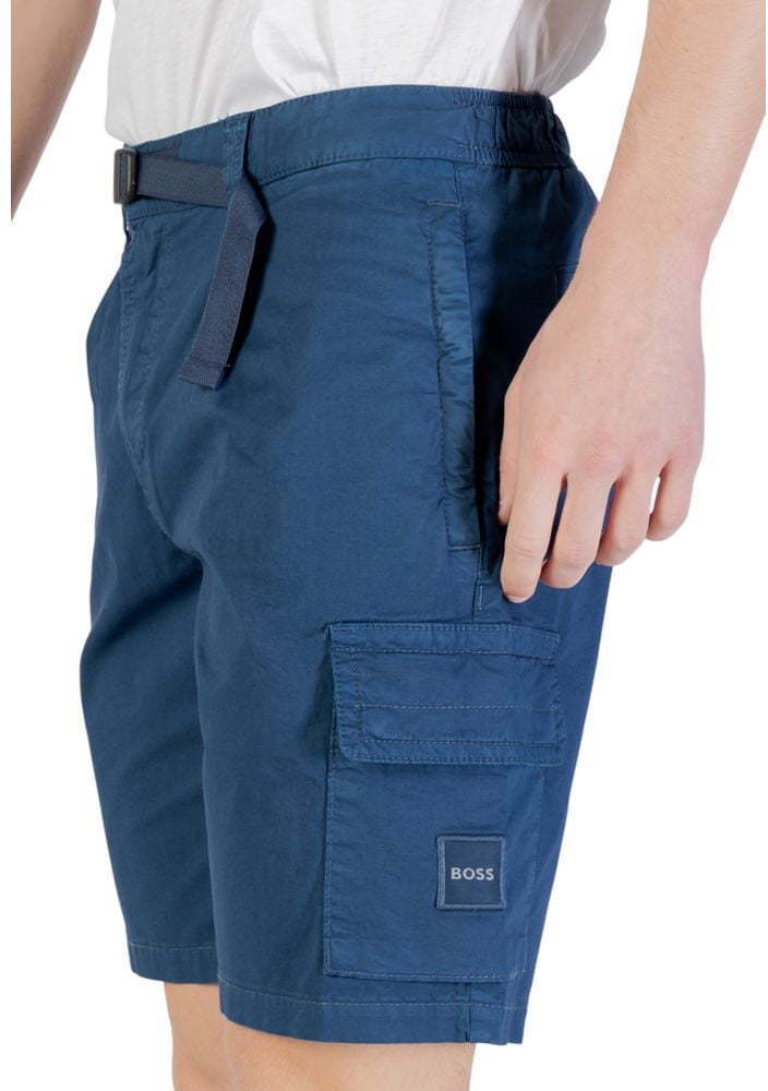 Boss Hugo Boss Blue Cotton Bermuda Shorts Blauw