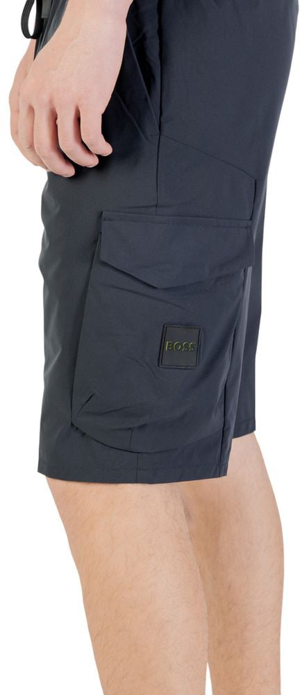 Boss Hugo Boss Blue Polyester Bermuda Shorts Blauw