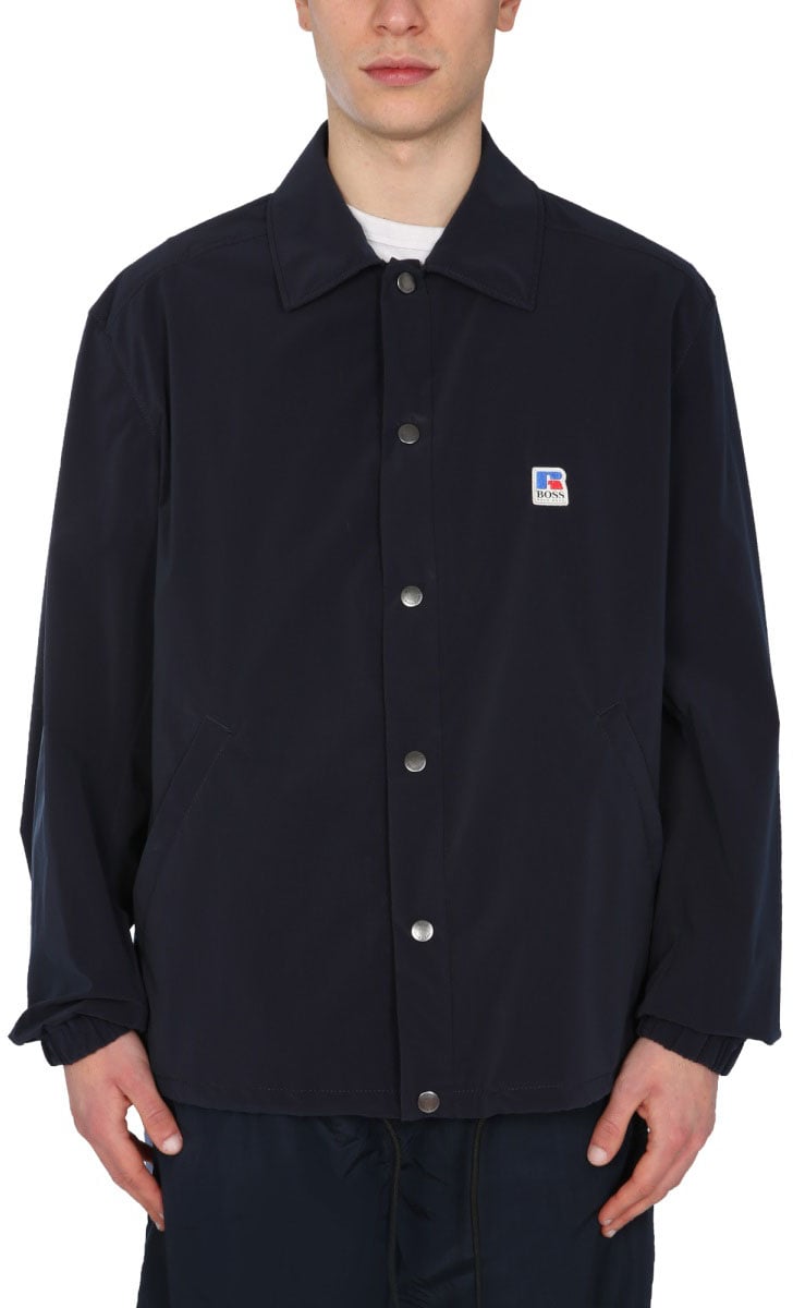 Boss Relaxed Fit Jacket With X Russell Athletic Emblem Zwart