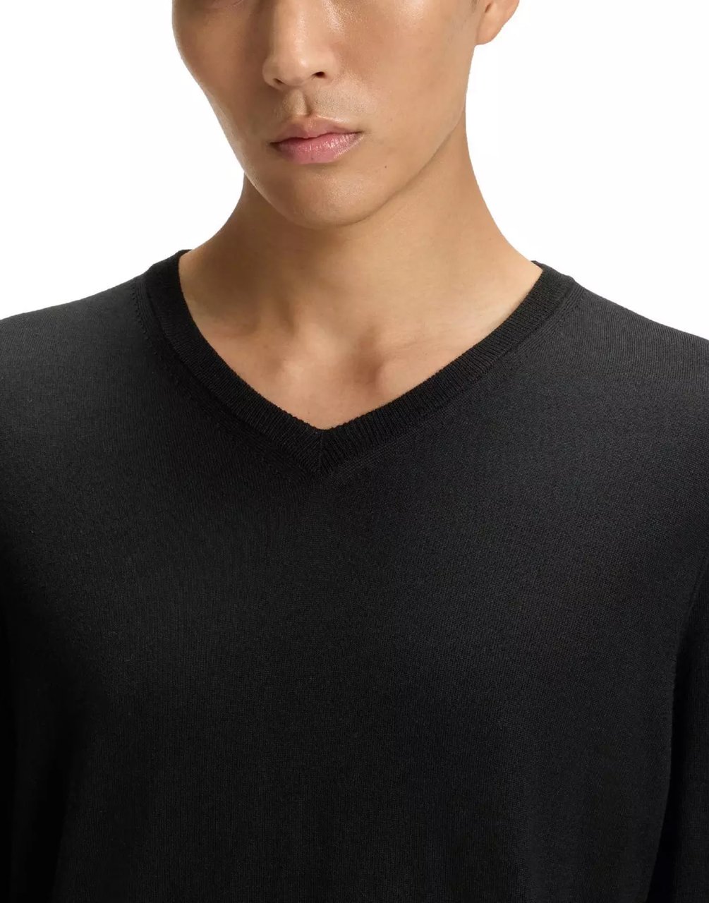 Boss Melba V-neck Virgin Wool Sweater Zwart