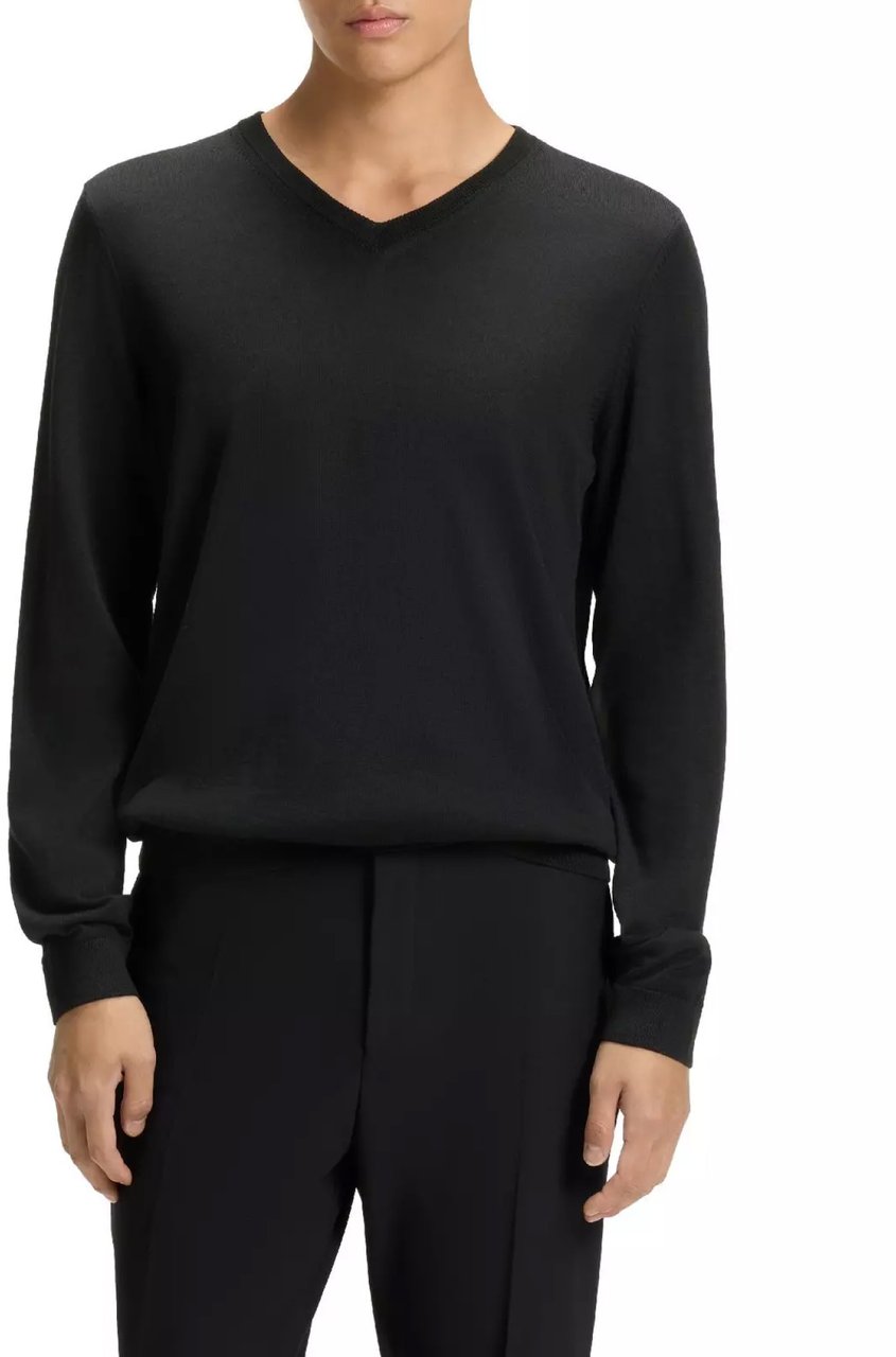 Boss Melba V-neck Virgin Wool Sweater Zwart