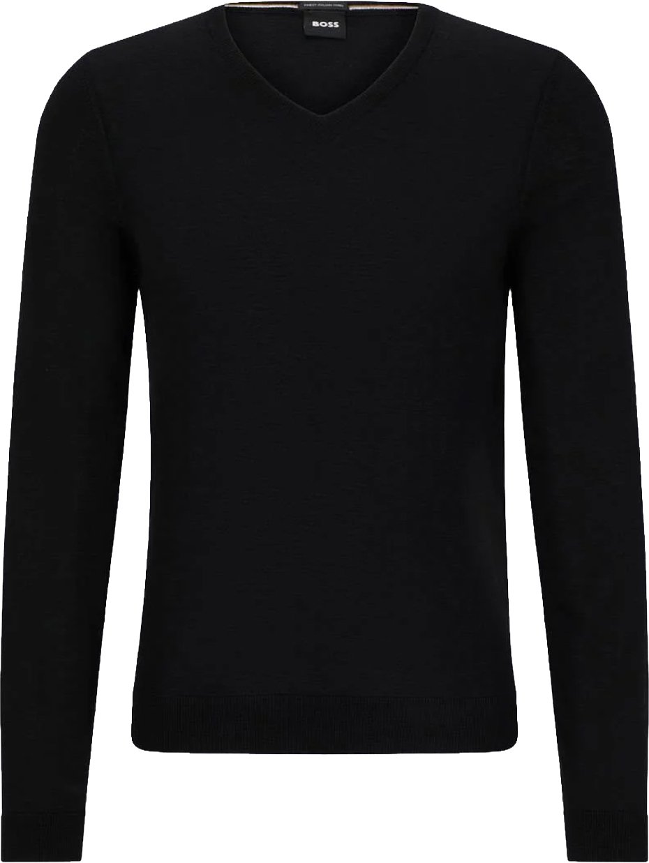 Boss Melba V-neck Virgin Wool Sweater Zwart