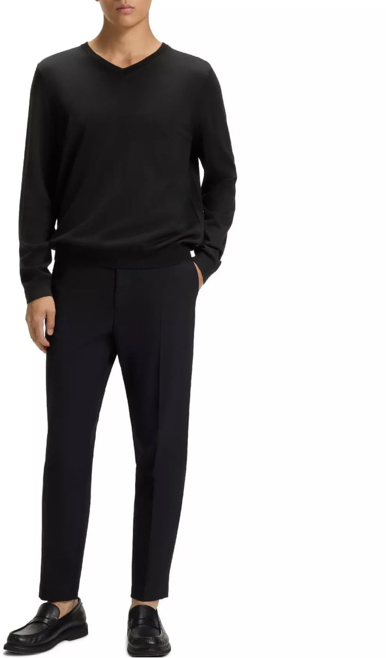 Boss Melba V-neck Virgin Wool Sweater Zwart