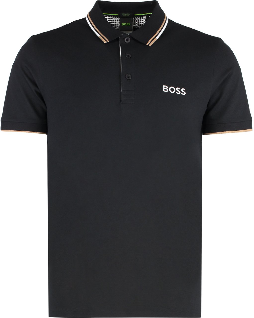 Boss Stretch cotton piqué polo shirt Zwart