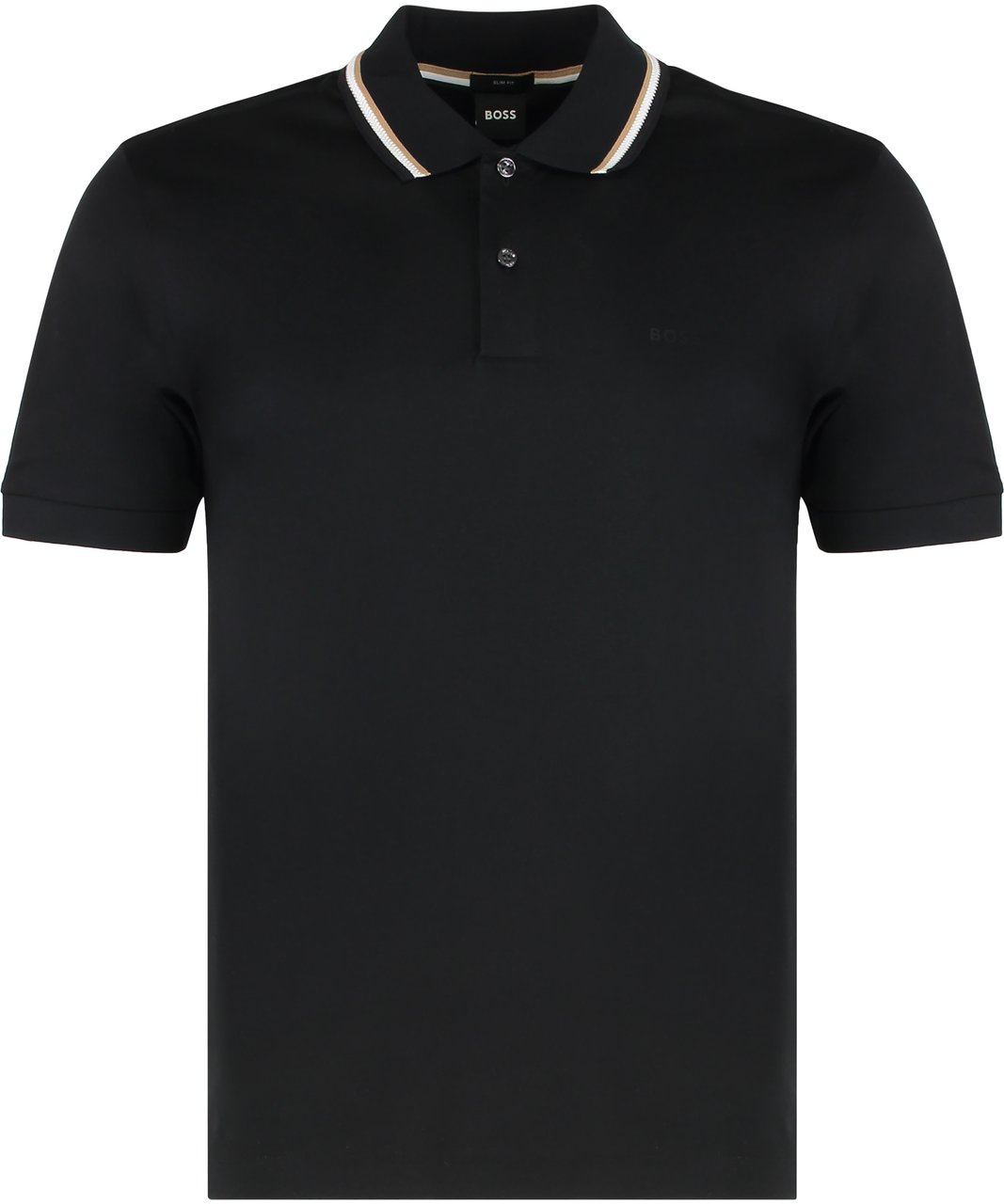 Boss Slim fit cotton polo Zwart