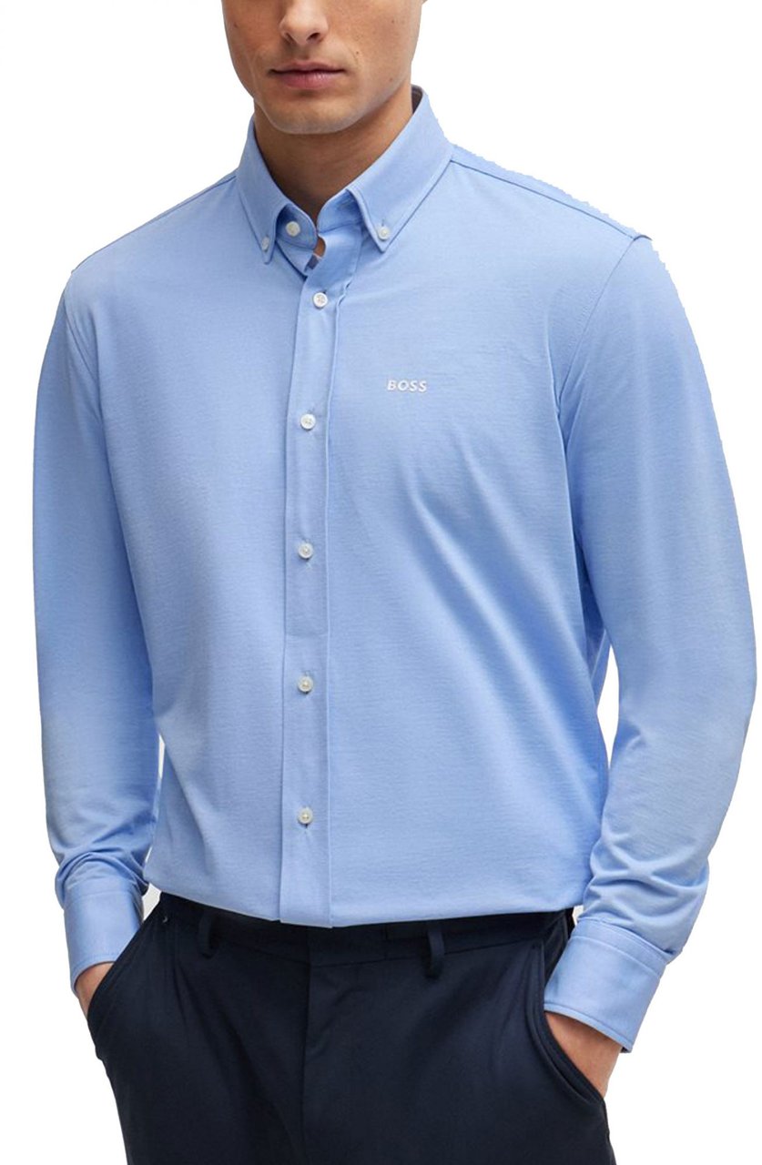 Boss Shirts Light Pastel Blue Blauw