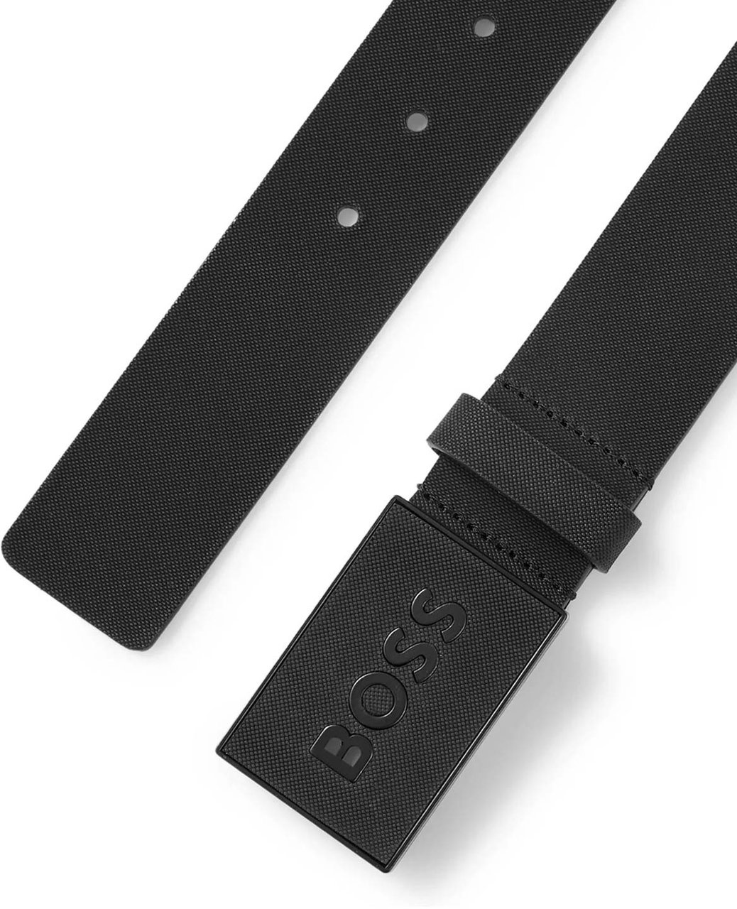 Boss Icon Logo Buckle Belt Zwart