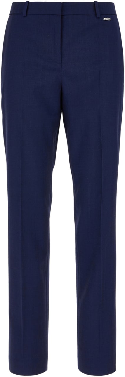 Boss BOSS Blue stretch wool pants Blauw