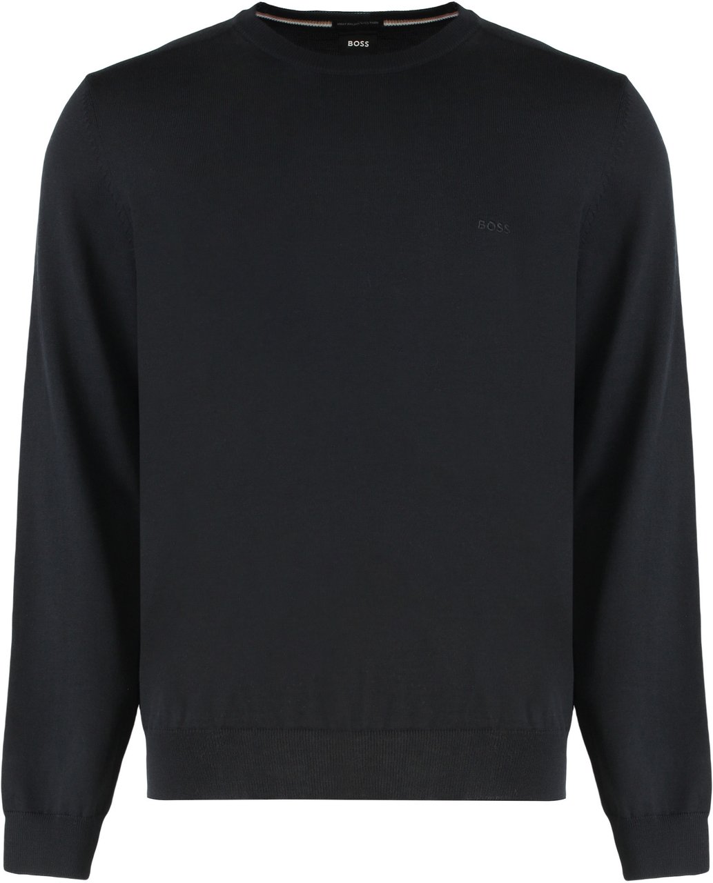 Boss virgin wool crew-neck sweater Zwart