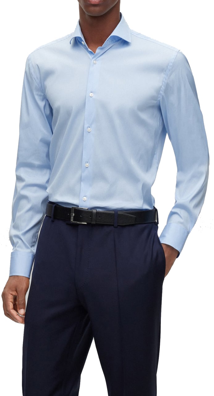 Boss Shirts Light Pastel Blue Blauw