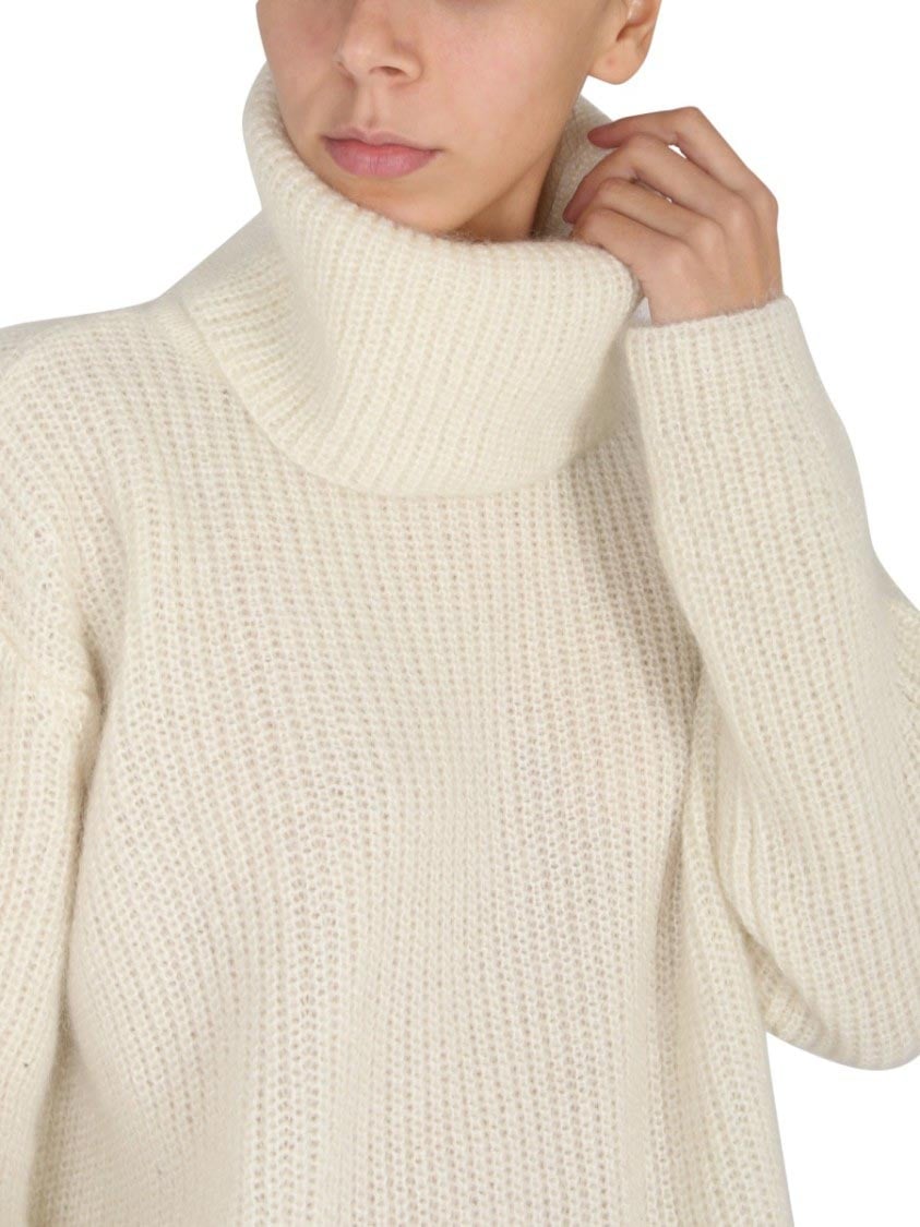 Boss High Neck Mohair Blend Sweater Neutraal