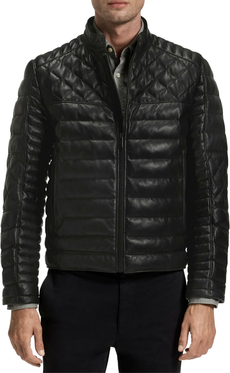 Boss Jonn Nappa Leather Jacket Zwart