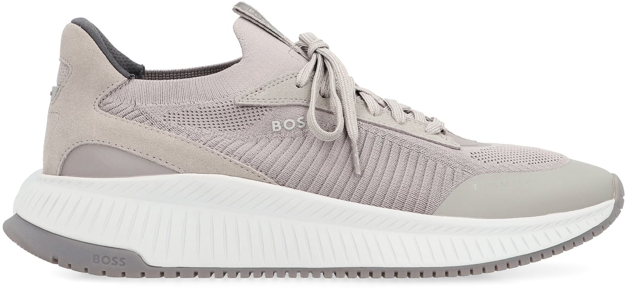 Boss Sock fabric low-top sneakers Grijs