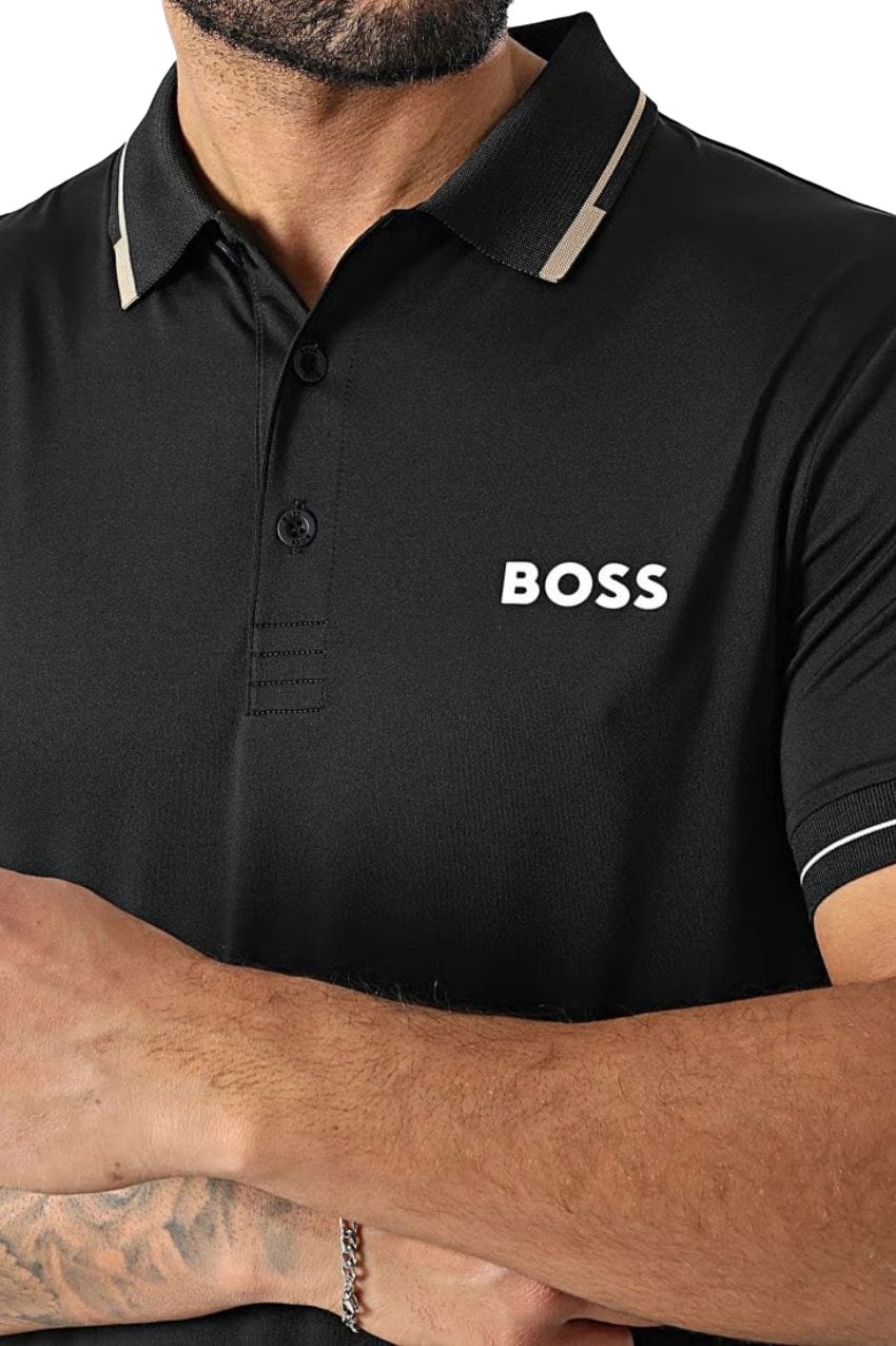 Boss Boss Paul Pro Polo Zwart Slim Fit Grijs