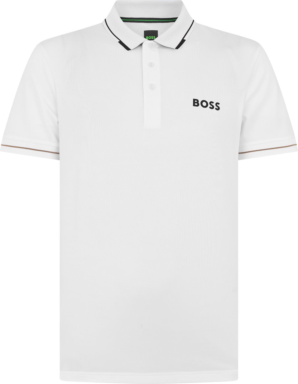 Boss Piqué cotton elasticized polo Wit