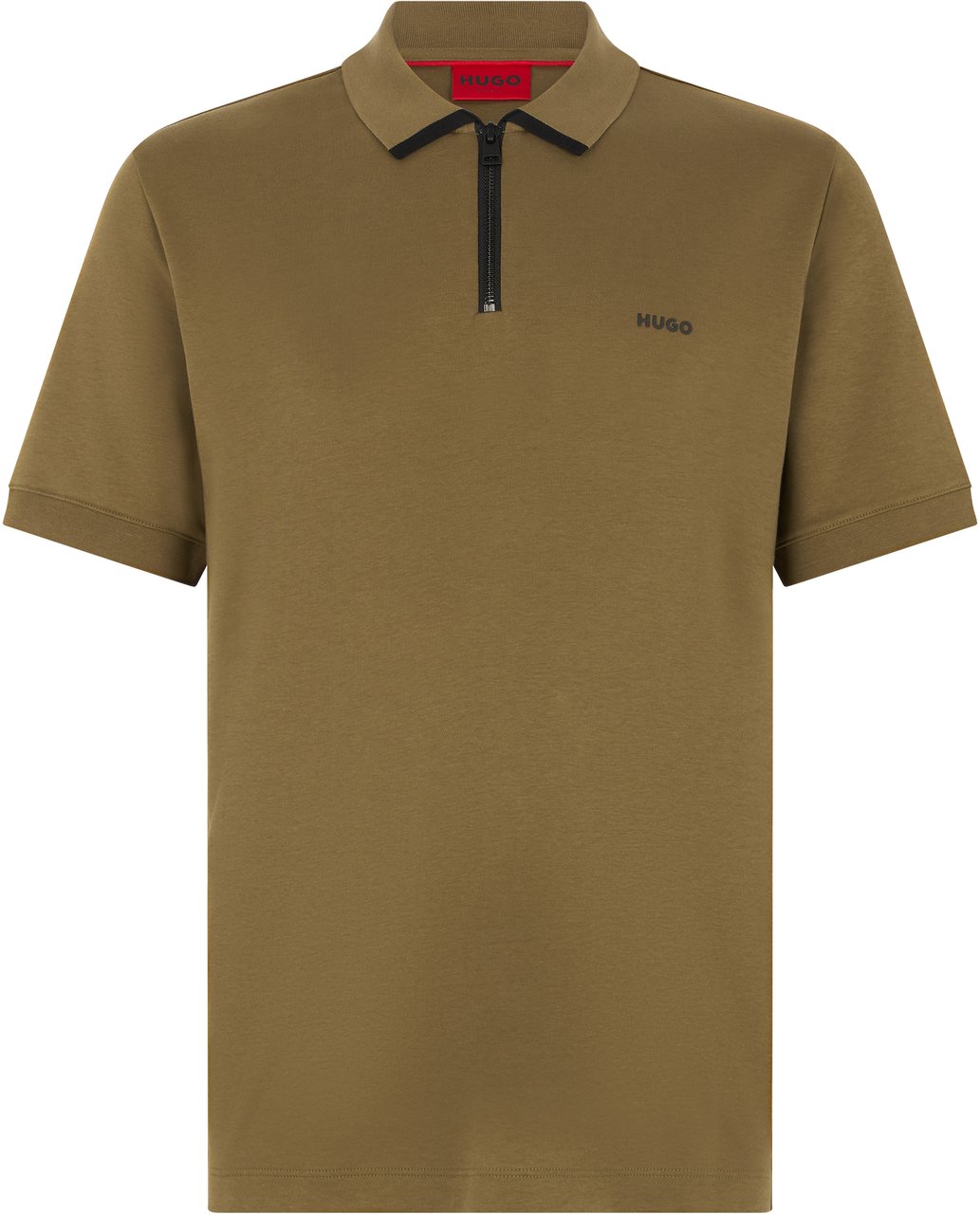 Boss Cotton polo with zipper Groen