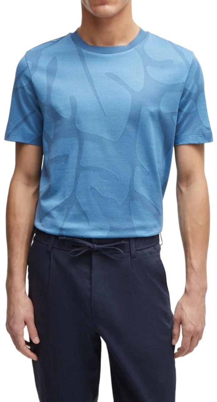 Boss T-Shirts And Polos Light Pastel Blue Blauw