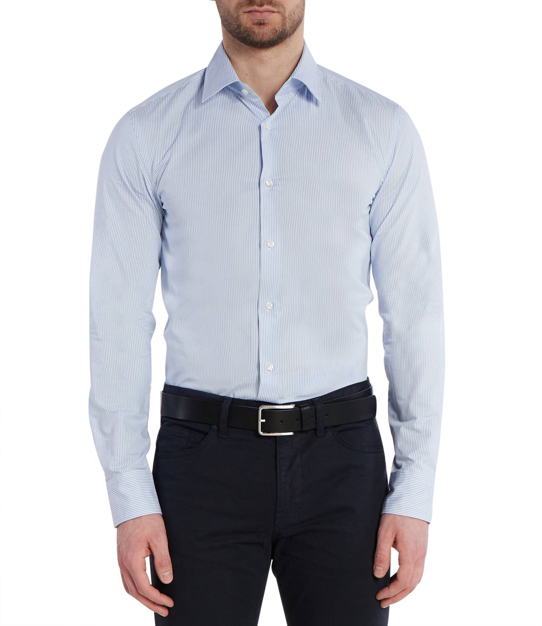 Boss Shirts Light Pastel Blue Blauw