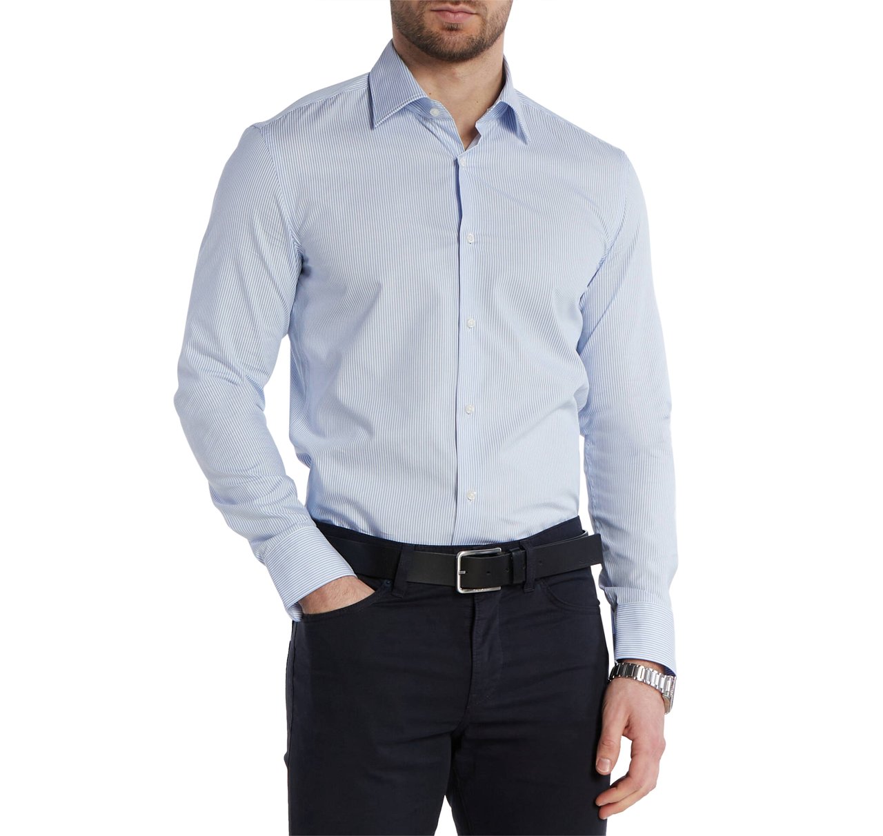 Boss Shirts Light Pastel Blue Blauw