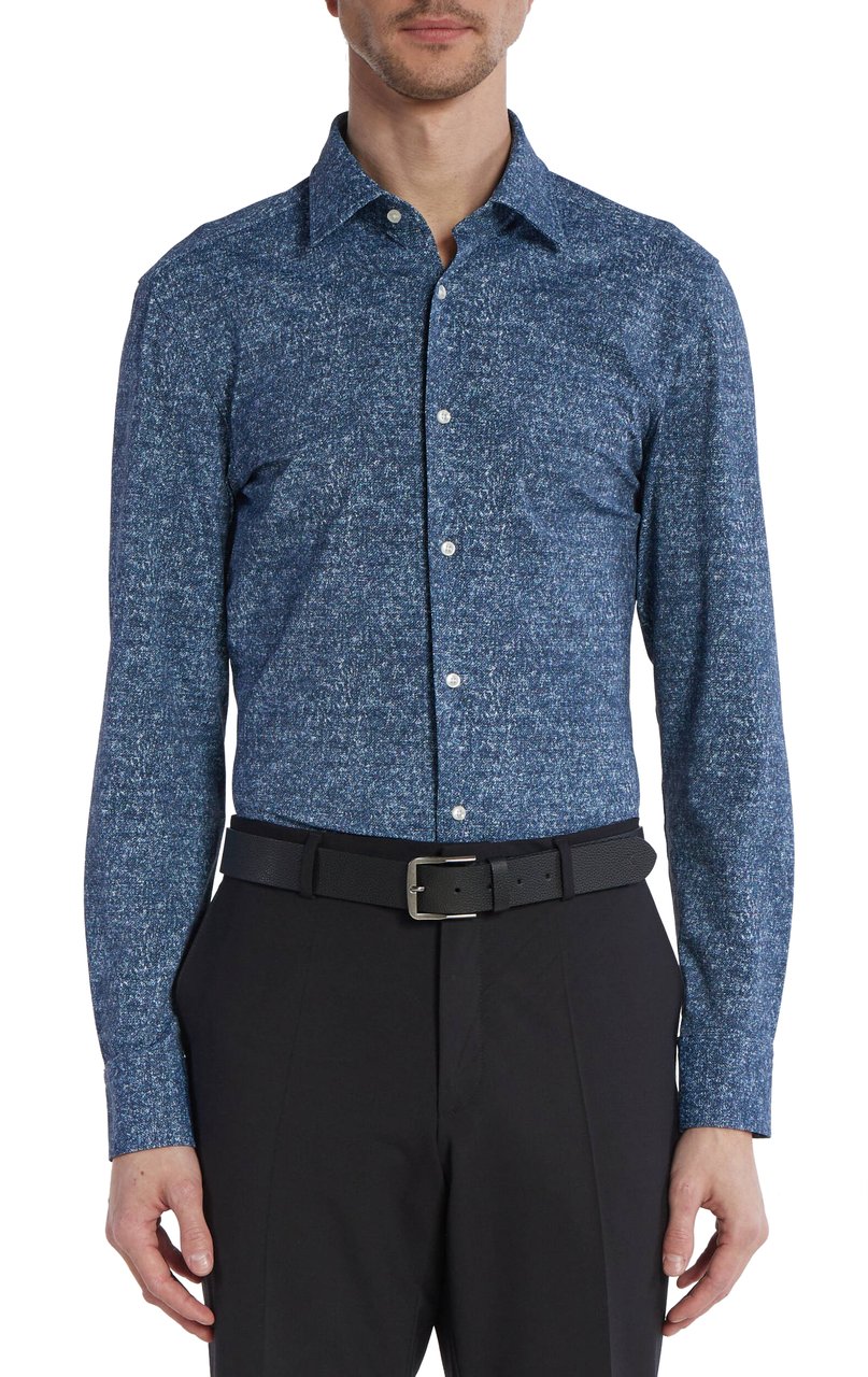 Boss Shirts Open Blue Blauw