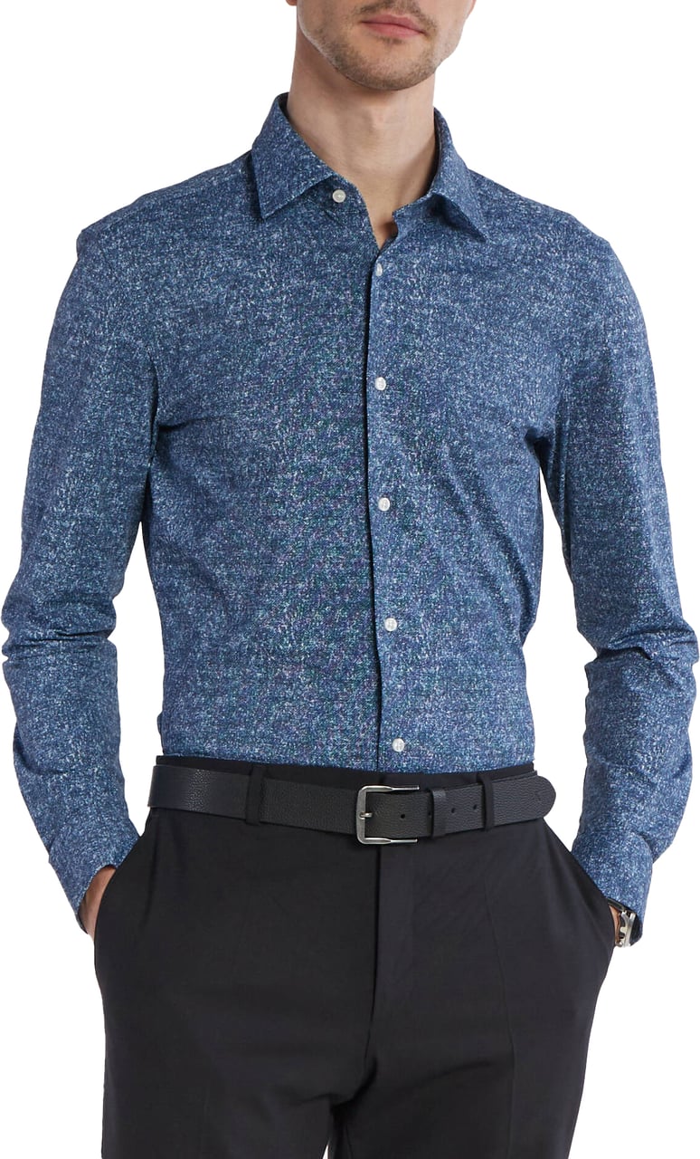 Boss Shirts Open Blue Blauw