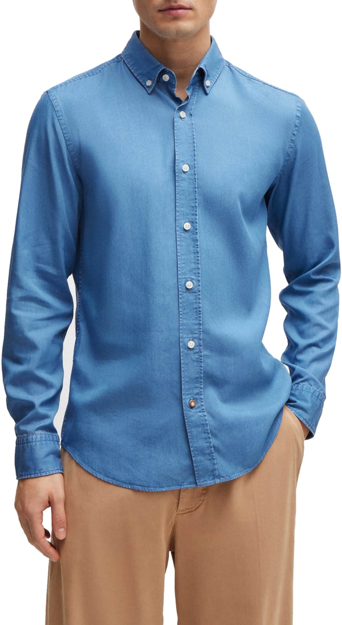 Boss Shirts Bright Blue Blauw