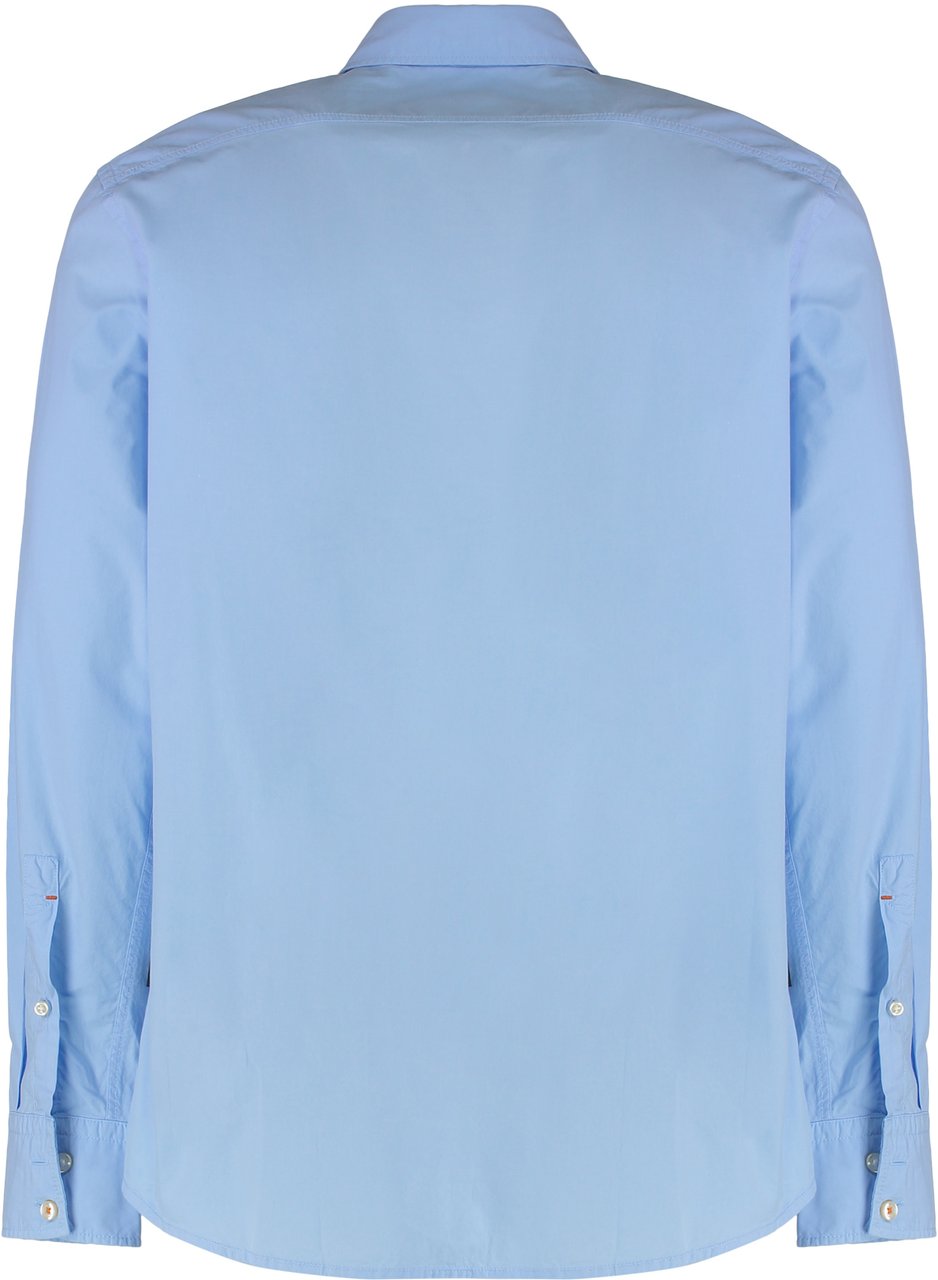Boss Regular fit shirt in cotton poplin Blauw