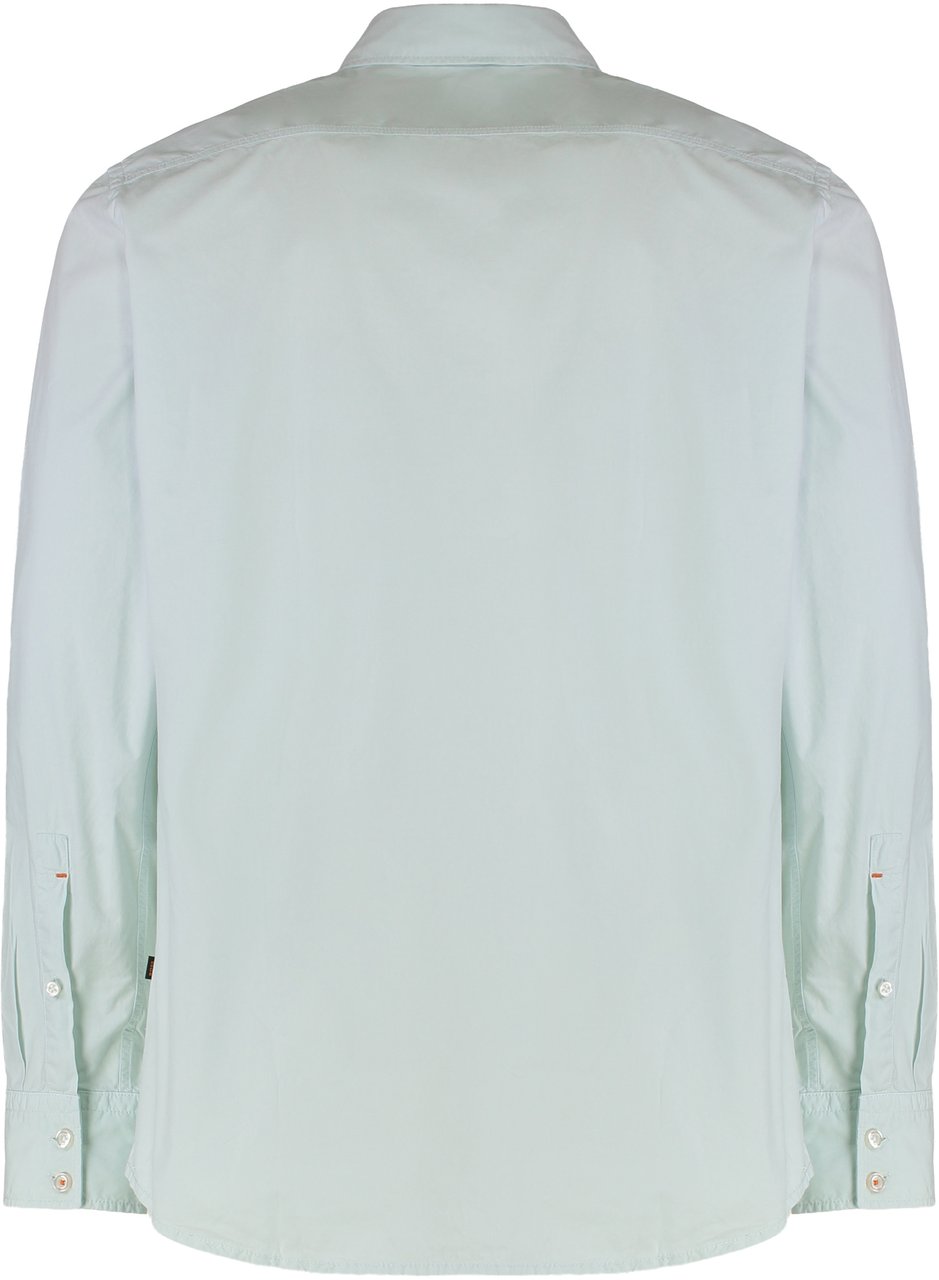 Boss Regular fit shirt in cotton poplin Lichtblauw