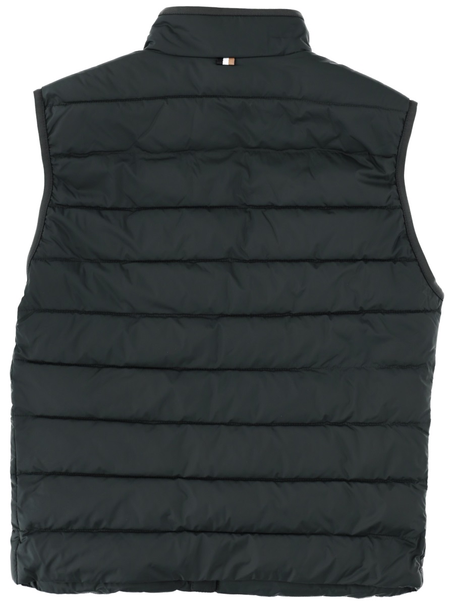 Boss Quilted Recycled Polyester Sleeveless Jacket Zwart
