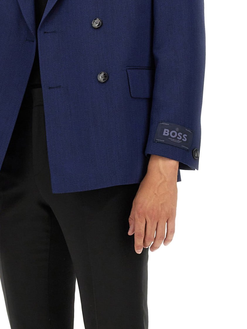Boss Double-Breasted Jacket Blauw
